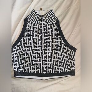 Authentic jacquard Balmain crop top
